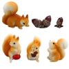 6Pcs Miniature Squirrel Figurines with Pine Cones  Cute & Realistic 1.25 Inch Resin Animal Figures, Cake Toppers for Fairy Garden, DIY Moss Landscape, Diorama Craft, Desk & Car Dashboard Decorations view 1