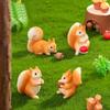 6Pcs Miniature Squirrel Figurines with Pine Cones  Cute & Realistic 1.25 Inch Resin Animal Figures, Cake Toppers for Fairy Garden, DIY Moss Landscape, Diorama Craft, Desk & Car Dashboard Decorations view 2