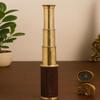 15" Antique Brass Telescope Single Barrel Adjustable Retro Pirate Spyglass Telescope with Wooden Box for Home & Office Decor Brown view 3
