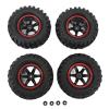 4PCS 1.9in RC Car Tires Wheels Rubber Strong Grip Pattern Red Frame 6 Holes Shock for Axial 1/10 RC Crawler view 1