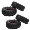 4PCS 1.9in RC Car Tires Wheels Rubber Strong Grip Pattern Red Frame 6 Holes Shock for Axial 1/10 RC Crawler view 2