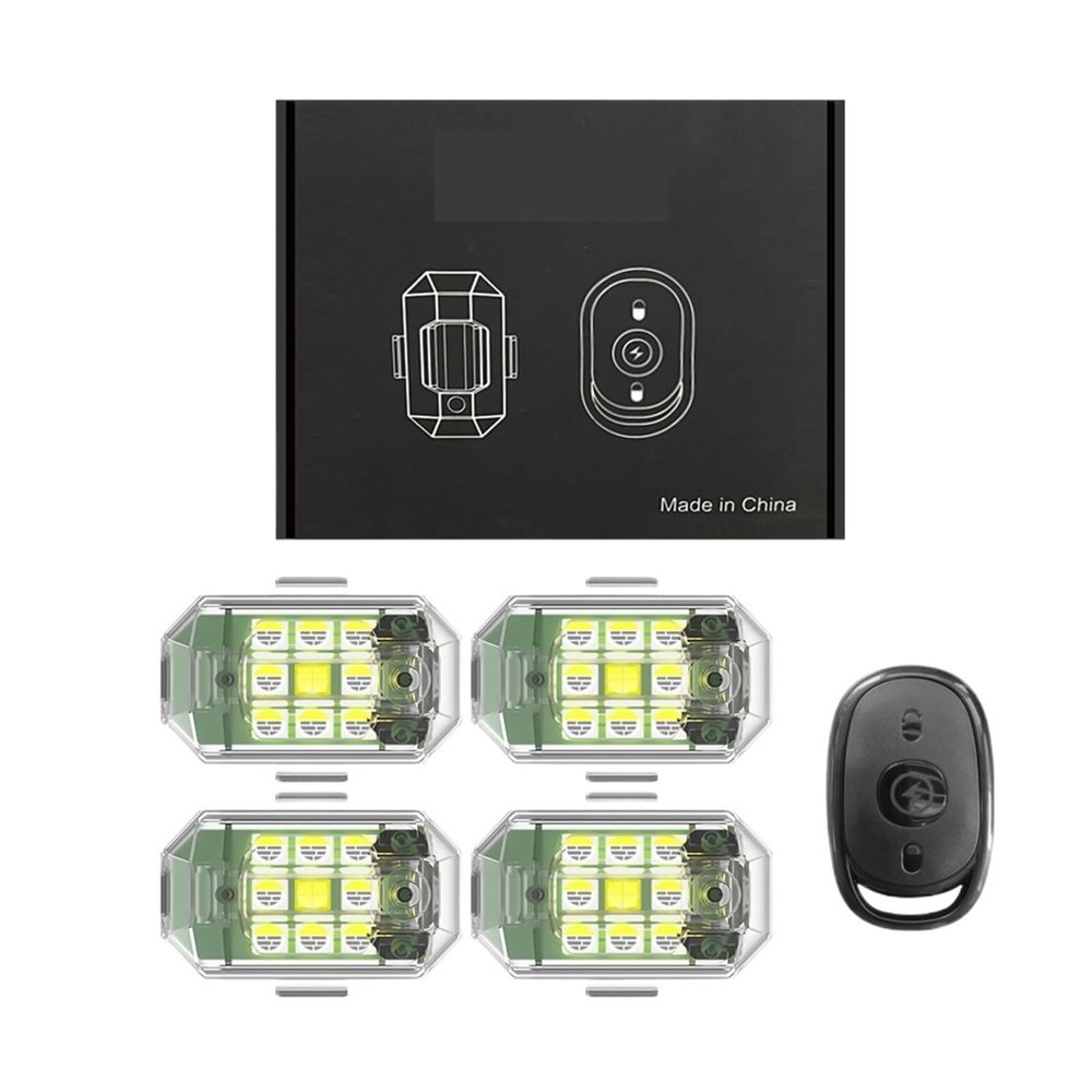 BOYOGOHP 1/2/4pc Wireless LED Drone Strobe Light Compatible with Motorcycle Car Bike Remote Control Compatible with Anti-collision Warning Light Signal Light(Lamp4)
