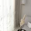 HooHero White Nordic Style Embroidery Semi 50 Width Sheer Curtains for Living Kids Nursery Room Drapes Rod Pocket Customzied Supported Bedroom view 2