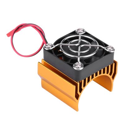 RC Motor Heat Sink with Cooling Fan Perfect Heat Dissipation for 1/10 Scale Electric RC Car 540 550 3650 Silver (Gold)