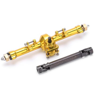 Aluminum Alloy Front Rear Axle Assembly Kit High Performance Upgrade Parts for Axial SCX24 90081 1/24 RC Car Golden Color Durable Construction Easy Installation (Without Transmission
