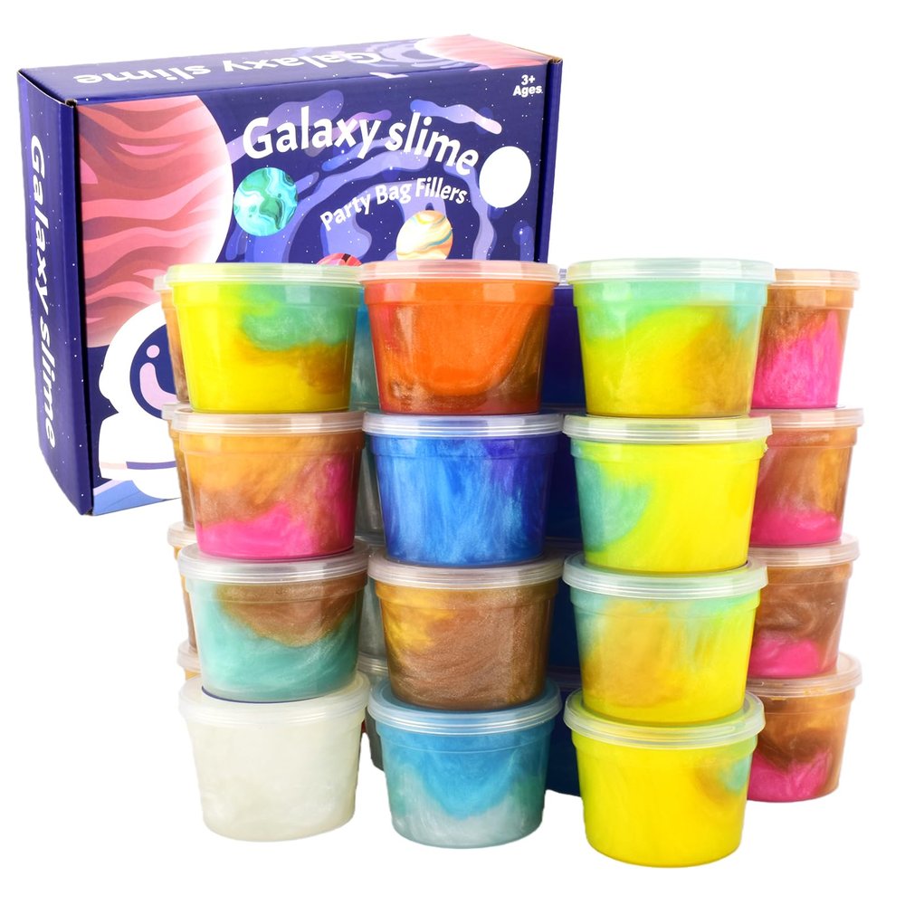 40 PCS Valentines Day Galaxy Slime Cups for Kids Valentine Classroom Exchange Prizes, Party Favors, Gift Exchange, Non-Sticky, Non-Toxic and Mess-Free, Valentine Gifts for Kids
