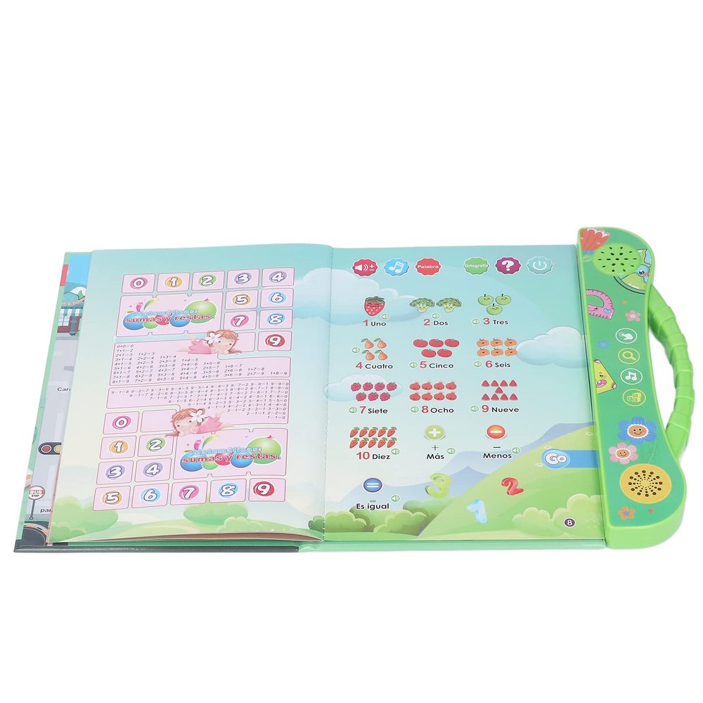 Stylebest Spanish Talking Sound Book Educational Interactive Electronic Learning Sound Book for Kids Children Toddler Green