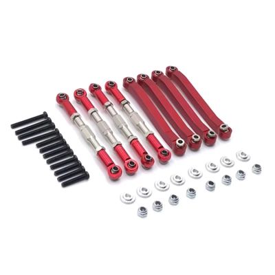 Compatible with MN D90 D96 for MN98 for MN99S MN45 Metal for Chassis Link Rod Pull Rod Tie Rod Linkage 1/12 RC Car Parts Accessories RC Parts(Red)