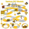 BEMITON Construction Race Track Toys for Kids - Birthday Gift for 3 4 5 6 7 Year Old Boys, 330+ PCS Track Playset with Electric Cars and Construction Trucks, DIY Engineering Road Building Sets view 4