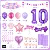 10th Purple Birthday Decorations for Girls, Pink and Purple Happy 10 Birthday Party Decorations with Happy Birthday Banner, Number Foil Balloons, Butterfly Cake Topper for 10th Party Supplies view 2