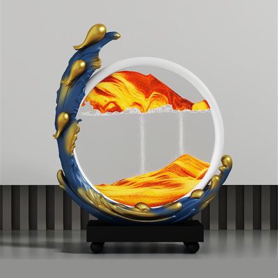 KHAOL Liquid Motion 3D Sandscape Moving Sand Art Ocean Dune Dynamic Sand Flow Art Modern Home Decor Relaxing Gift for Adults Office Desktop(Q)