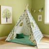 Forest Teepee Tent for Kids Indoor & Outdoor Play Tent Playhouse with Mat&Light, Peach-Skin Fabric, Solid Pine Poles, Nature-Inspired Hideaway Toddler Tents for Boys & Girls,Kids Room Decor Sleepover view 1