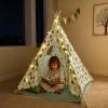 Forest Teepee Tent for Kids Indoor & Outdoor Play Tent Playhouse with Mat&Light, Peach-Skin Fabric, Solid Pine Poles, Nature-Inspired Hideaway Toddler Tents for Boys & Girls,Kids Room Decor Sleepover view 3