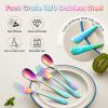 12 Pieces Stainless Steel Rainbow Toddler Utensils Set - Food Grade Kids Silverware Set Children Safe Small Forks and Spoons Mirror Polished Sturdy and Durable Dishwasher Safe view 4