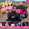24V Two-Seater Kids Ride On Electric Truck Car with Parental Control, Bluetooth, LED Lights, Music, and Adjustable Speed(Pink) view 3