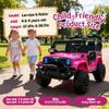 24V Two-Seater Kids Ride On Electric Truck Car with Parental Control, Bluetooth, LED Lights, Music, and Adjustable Speed(Pink) view 4