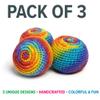 BOONI Handmade Crocheted Footbag- Pack of 3  Durable Woven Cotton Kick Ball for Style Games, Juggling, Tricks & Outdoor Games - Great as Stress Relief Fidget Toys Made in Nepal view 3