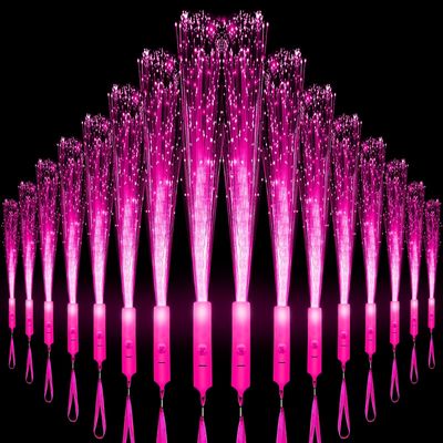27 PCS Pink Fiber Optic Wands Glow Sticks, Light Up Fiber Optic Lights Rod with 3 Light Modes, Sparklers Fireworks Sticks for Valentine's Day, Wedding, Concerts, Halloween,Christmas, Neon Party