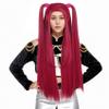 karlery Girls Long Straight Hot Pink Wig with 2 Ponytails Cartoon Anime Movie Cosplay Wig Heat Resistant Synthetic Fiber Brethable Adjustable Size for Halloween Costume Party view 1