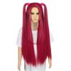 karlery Girls Long Straight Hot Pink Wig with 2 Ponytails Cartoon Anime Movie Cosplay Wig Heat Resistant Synthetic Fiber Brethable Adjustable Size for Halloween Costume Party view 2