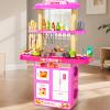 MSKOLER Pretend Play Kitchen Toys for Kid Ages 2-6 4-8, 2 Sided Kitchen Toys with Light, Sound and Spraying, Sink Toy Accessories, Cooking Stoves, Food Toys for Toddlers 1-3 3-5 Boys Girls 6-12 (Pink) view 1