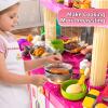 MSKOLER Pretend Play Kitchen Toys for Kid Ages 2-6 4-8, 2 Sided Kitchen Toys with Light, Sound and Spraying, Sink Toy Accessories, Cooking Stoves, Food Toys for Toddlers 1-3 3-5 Boys Girls 6-12 (Pink) view 3