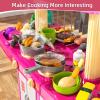 MSKOLER Pretend Play Kitchen Toys for Kid Ages 2-6 4-8, 2 Sided Kitchen Toys with Light, Sound and Spraying, Sink Toy Accessories, Cooking Stoves, Food Toys for Toddlers 1-3 3-5 Boys Girls 6-12 (Pink) view 4
