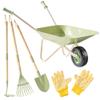 ROBOTIME Kids Wheelbarrow Set, 5PCS Kids Gardening Tool Set with Metal Toy Wheelbarrow, Shovel, Hoe, Broom & Gloves, Outdoor Yard Play for Planting, Sand, Leaves & Snow Fun, Gifts for Toddler 3+ view 1