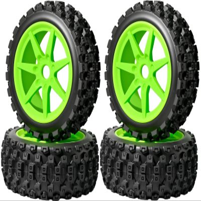 1/8 Scale RC Off-Road Buggy Tires & Wheels with 17mm Hex Foam Inserts Included, Compatible with ARRMA Typhon, LOSI, KYOSHO & More (Set of 4)