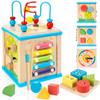 WOODMAM Wooden 7-in-1 Activity Cube, Montessori Toys for 1 Year Old Toddlers, Baby Educational Developmental Toys, One Year Old Boys Girls First Birthday Gifts with Bonus Sorting & Stacking Board view 1