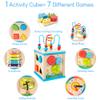 WOODMAM Wooden 7-in-1 Activity Cube, Montessori Toys for 1 Year Old Toddlers, Baby Educational Developmental Toys, One Year Old Boys Girls First Birthday Gifts with Bonus Sorting & Stacking Board view 2