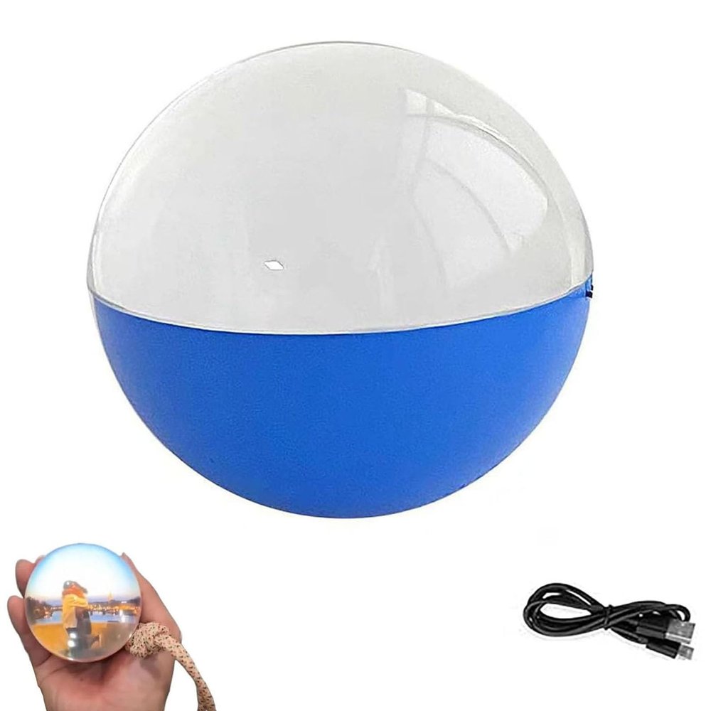 Crystal Ball Video Player, with Electronic Display Screen for uploading Videos and Photos, Crystal Ball Digital Photo Album (Blue)