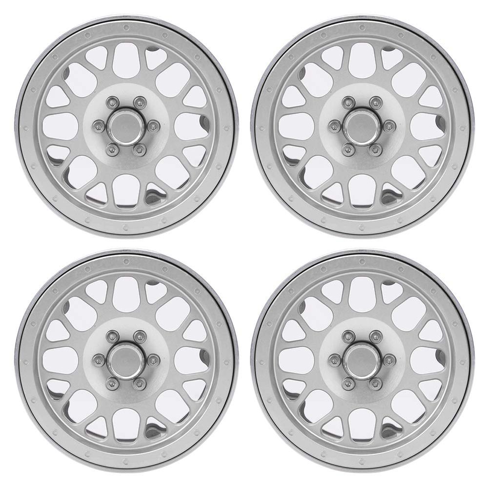 2.2 Inch Aluminum Alloy Wheel Hub 1/10 RC Car Upgrade Accessory SCX10 RR10 90048 Red Silver (Silver)