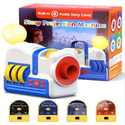 Story Projector Machine with 4 Story Cards, Earth, Ocean, Dinosaurs & Space, Built-in Audio Player, 9 Sleep Sounds & 5 NightLight, Dual Power, Toy Gift for Toddlers and Kids Girls Boys Ages 3+