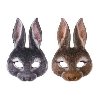 2Pcs Halloween Rabbit Mask Easter Carnival Bunny Masks Realistic Half Face Animal Mask Easter Cosplay Party Props