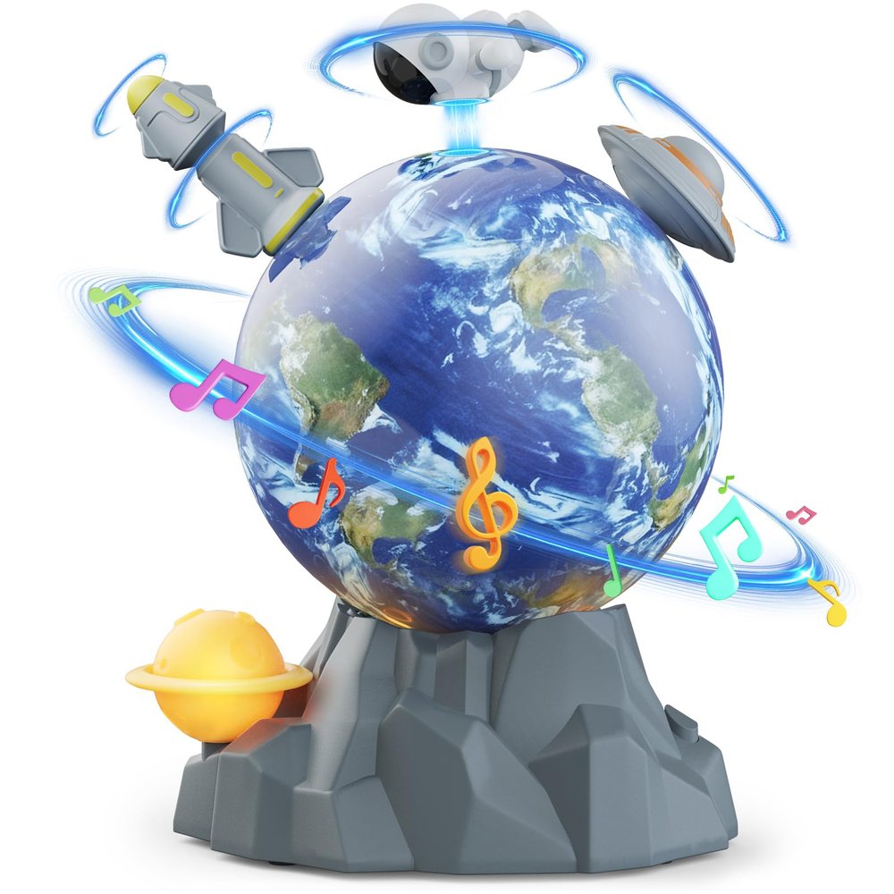 Magnetic Rotating Space Toy Musical Ball with Soft Ambient Light 360 Spinning Rocket, Astronaut & Spacecraft Playset Educational STEM Toy & Ideal Christmas or Birthday Gift for Kids Ages 310