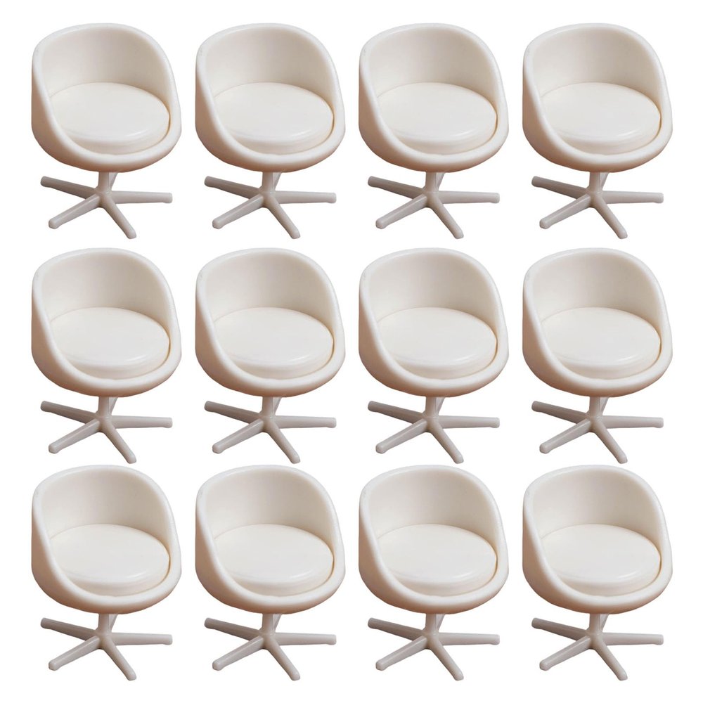 12 Miniature White ABS Chairs for 1:25 Scale Model Displays Craft Projects & Architectural Props Dollhouses Accessories
