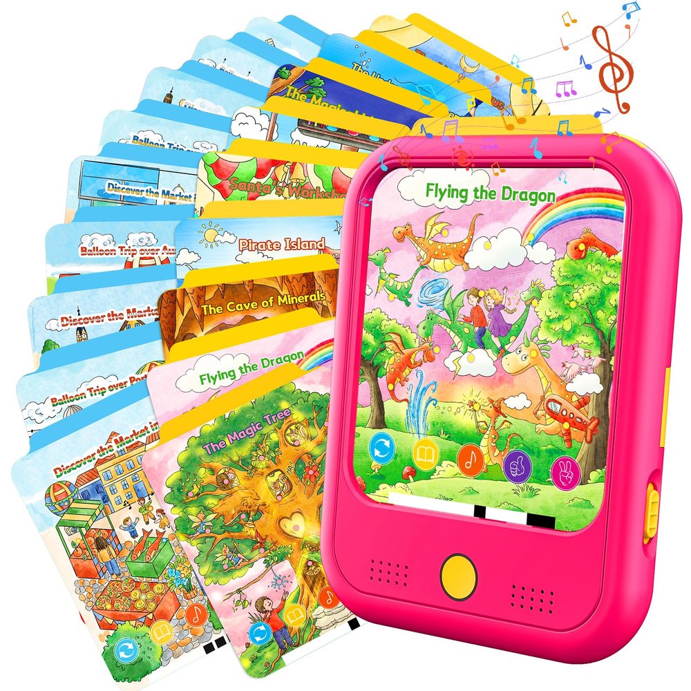 Kids Learning Tablet Bilingual, Educational Learning Toys for Toddlers 3-5 Year Olds, with 2000+ Words and Games, Autism Sensory and Speech Therapy Toys, 3 4 5 6 Year Old Girl Birthday Gift(Pink)