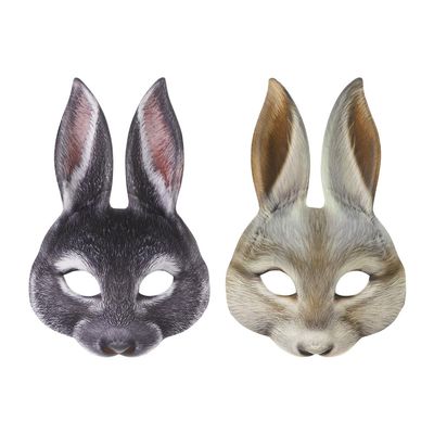 2Pcs Halloween Rabbit Mask Easter Carnival Bunny Masks Realistic Half Face Animal Mask Easter Cosplay Party Props