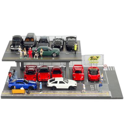 1/64 Scale 2 Layers Cars Display Case for Model Car Display and Storage, Garage Compatible with Hot Wheels and Matchbox Dioramas Parking Lot 10 Parking Spaces (Type C)