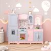 BRINJOY Play Kitchen for Kids, Wooden Kids Kitchen Playset w/Faucet, Sink, Stove, Oven, Window, Cookware, Storage Cabinets, Toddler Role Play Kitchen Pretend Play Toy Set Gift for Girls Boys Ages 3+ view 2