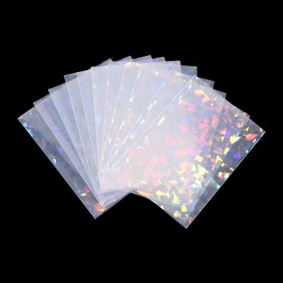 100pcs Holographic Card Sleeves, Pink Gravel Shape Kpop Photocard Photo Card Holder Sleeve Holographic Foil Protective Protector Cover for Trading Cards