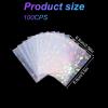 100pcs Holographic Card Sleeves, Pink Gravel Shape Kpop Photocard Photo Card Holder Sleeve Holographic Foil Protective Protector Cover for Trading Cards view 2