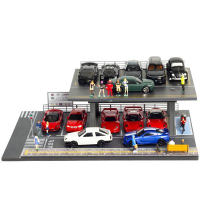 1/64 Scale 2 Layers Cars Display Case for Model Car Display and Storage, Garage Compatible with Hot Wheels and Matchbox Dioramas Parking Lot 10 Parking Spaces (Type D)