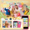 PAMOX Kids Toy Phones with 200+ Educational Puzzle Games, Dual Camera Child Smartphone for Boys Girls Age 3-12, 4" Touchscreen Learning Toys with Parental Control for Toddler Gift, Pink view 2