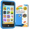 PAMOX Kids Toy Phones with Dual Camera, Learning Toys Phones Gifts for Kid 3-12 with 200+ Educational Puzzle Games, 4" Touchscreen Rechargeable Blue Child Smartphones with Parental Control view 1