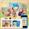 PAMOX Kids Toy Phones with Dual Camera, Learning Toys Phones Gifts for Kid 3-12 with 200+ Educational Puzzle Games, 4" Touchscreen Rechargeable Blue Child Smartphones with Parental Control view 2