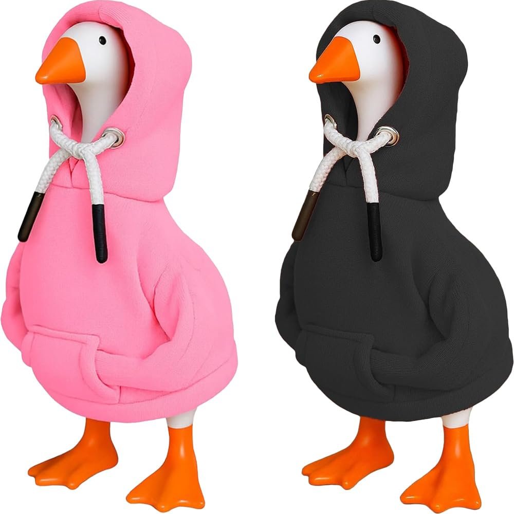 Desk Goose Outfits 7 inches Mini Desk Goose Clothing Desktop Goose Outfits Mini Porch Goose Hoodies Accessory 2 Pieces (Pink and Black)