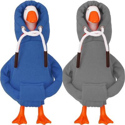Desk Goose Outfits 7 inches Mini Desk Goose Clothing Desktop Goose Outfits Mini Porch Goose Hoodies Accessory 2 Pieces (Blue and Grey)