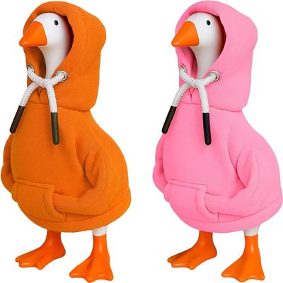 Desk Goose Outfits 7 inches Mini Desk Goose Clothing Desktop Goose Outfits Mini Porch Goose Hoodies Accessory 2 Pieces (Orange and Pink)